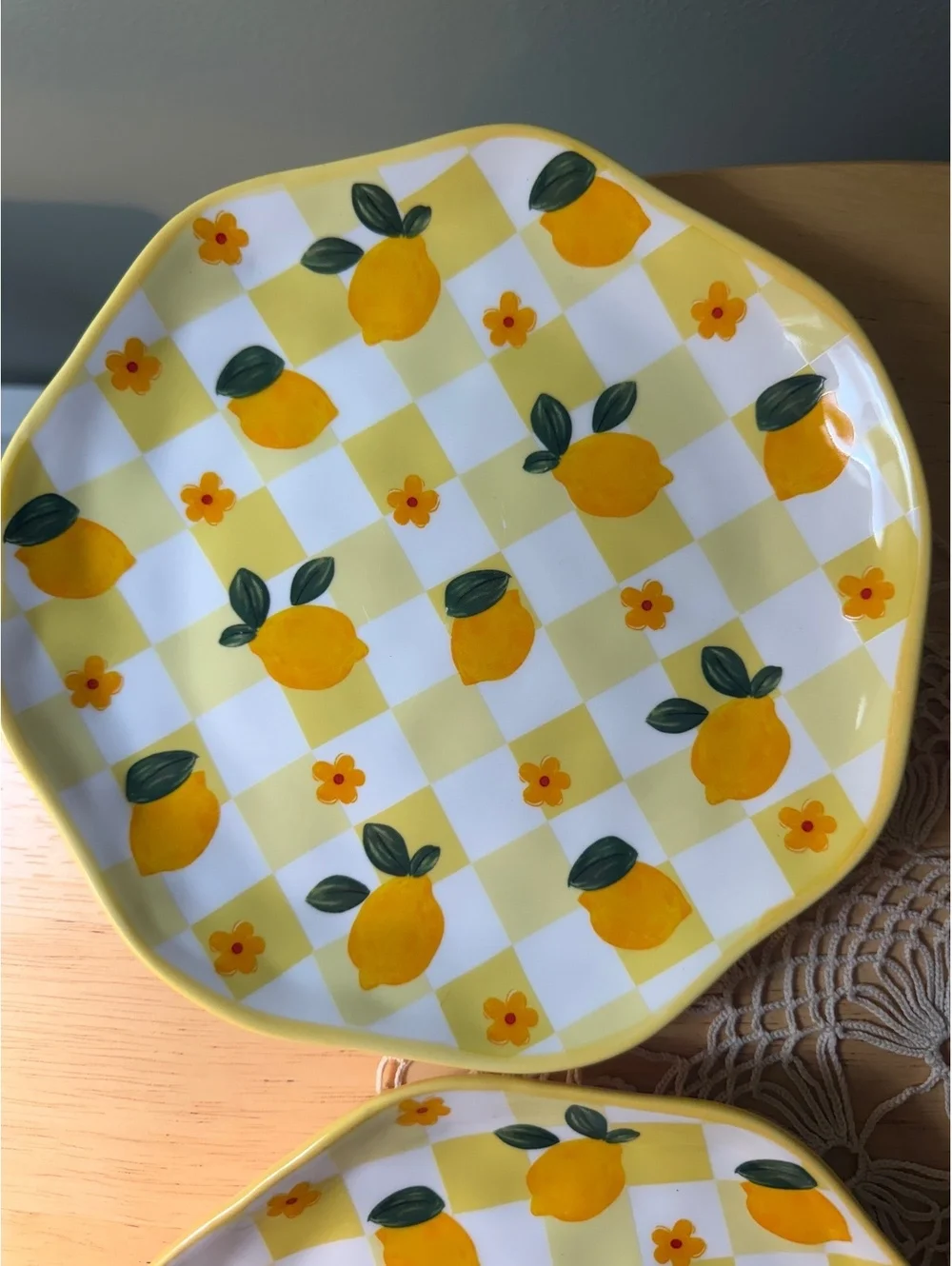 Set of 4 Lemon Pattern Dessert Plates